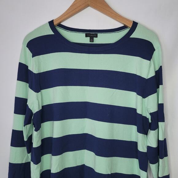 Talbots- Women's Long sleeve navy and teal top- size XL - Picture 2 of 8